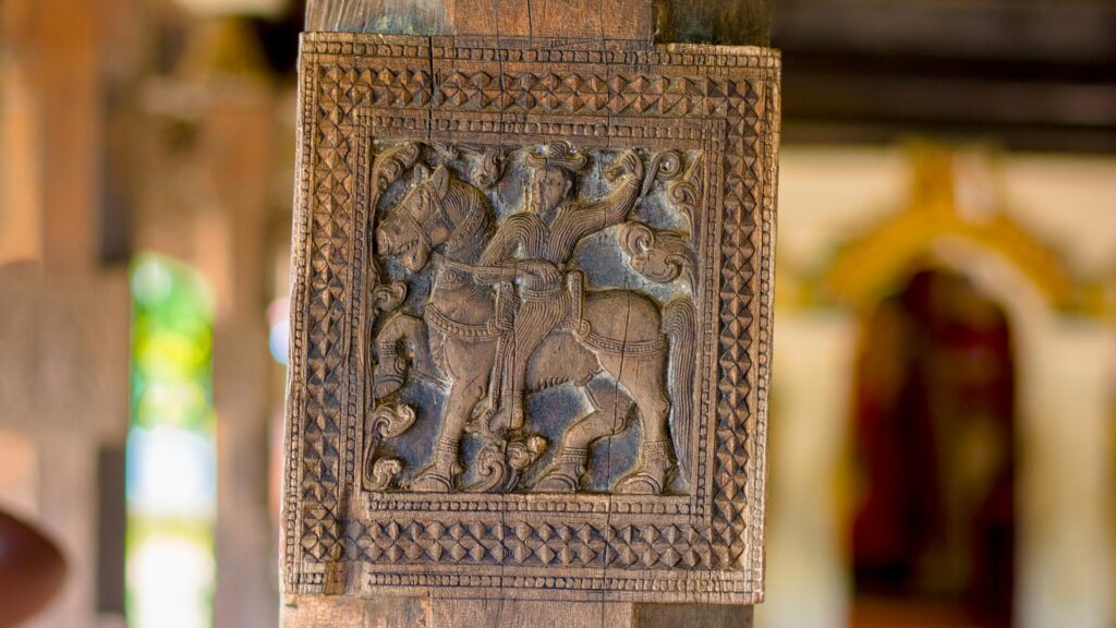 Ancient Woodcarvings At Embekka Temple In Kandy