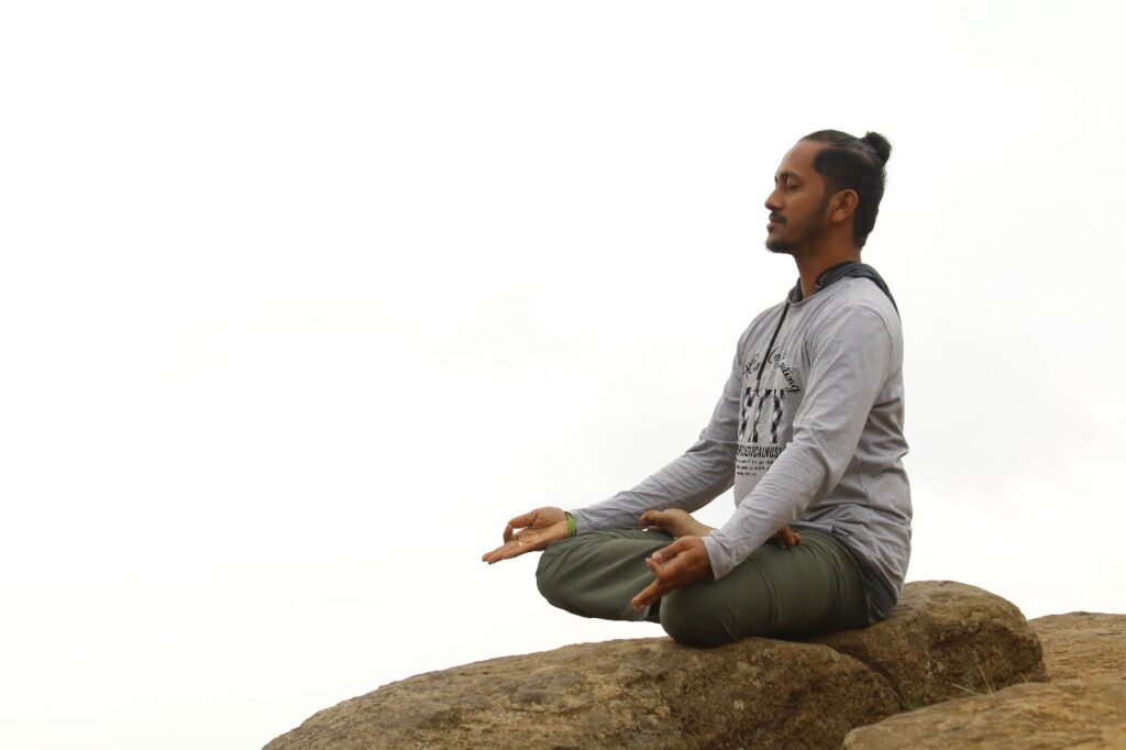 Meditating on Mountain top in Sri Lanka